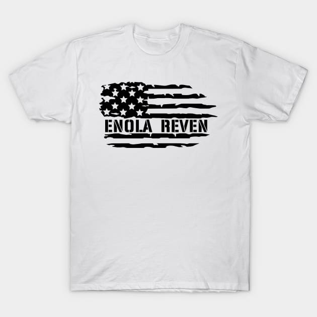 Enola Reven Flag Black T-Shirt by EnolaReven